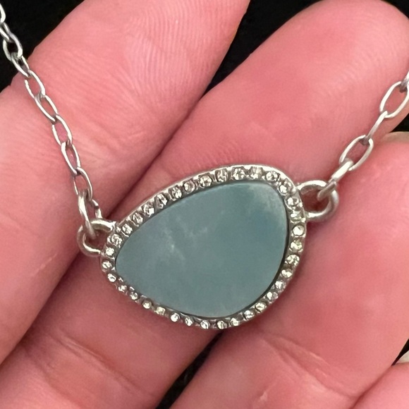 Lia Sophia Blue Stone with Rhinestone Necklace - Picture 2 of 9
